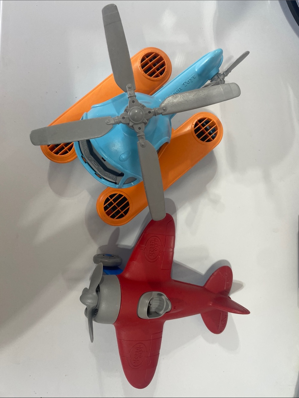 Green Toys helicopter and airplane toy